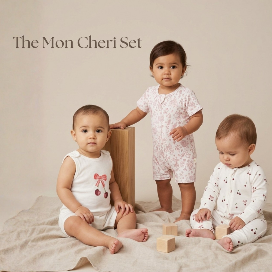 Joey&Mom bamboo-cotton 3-in-1 clothing set, Mon Cheri Set