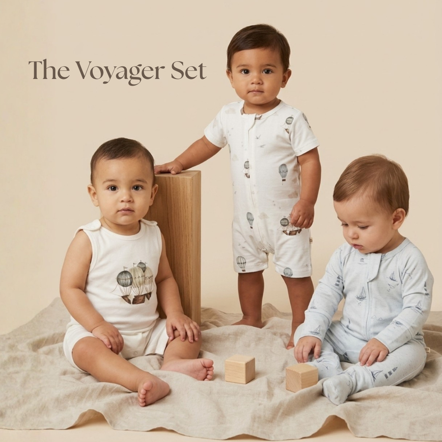 Joey&Mom bamboo-cotton 3-in-1 clothing set, Voyager Set