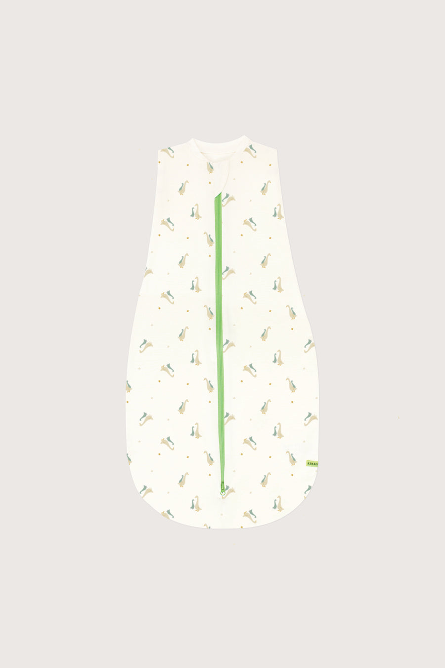 Hamako Tencel Simple Swaddle in Aqua Goose — sleeveless zip-front baby sleep bag
