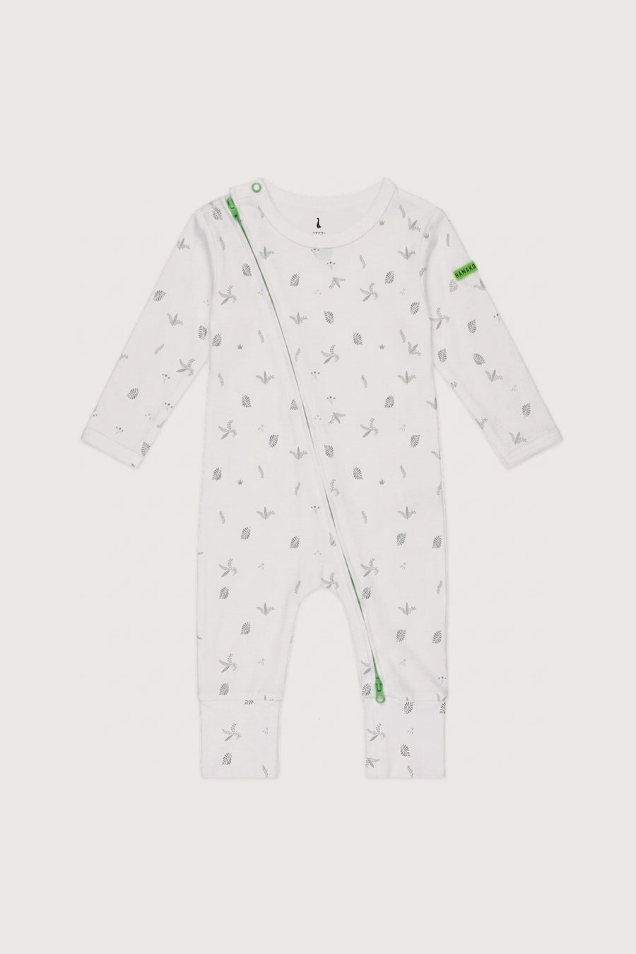 Hamako Tencel Jippa Suit in Willow — zip-front baby sleepsuit