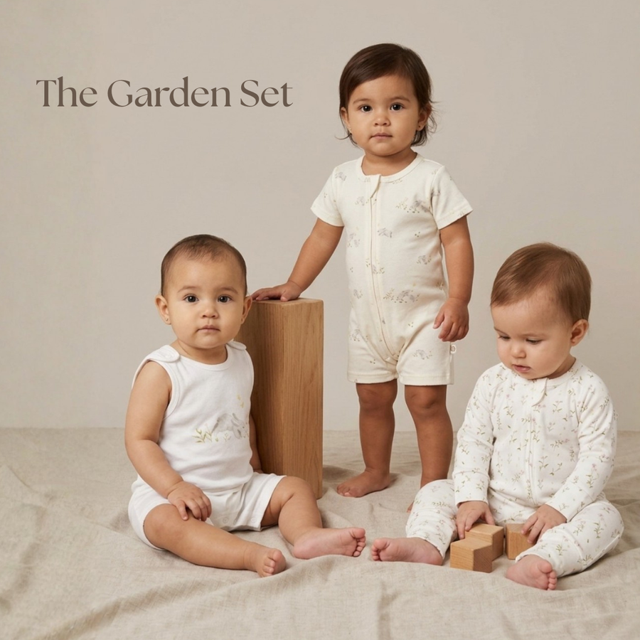 Joey&Mom bamboo-cotton 3-in-1 clothing set, Garden Set