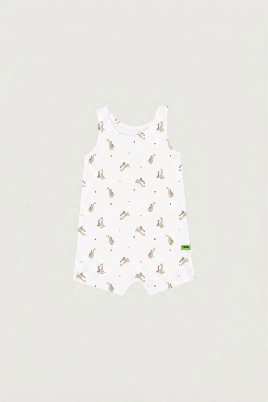 Hamako Tencel Sleeveless Romper in Rose Goose — sleeveless baby romper