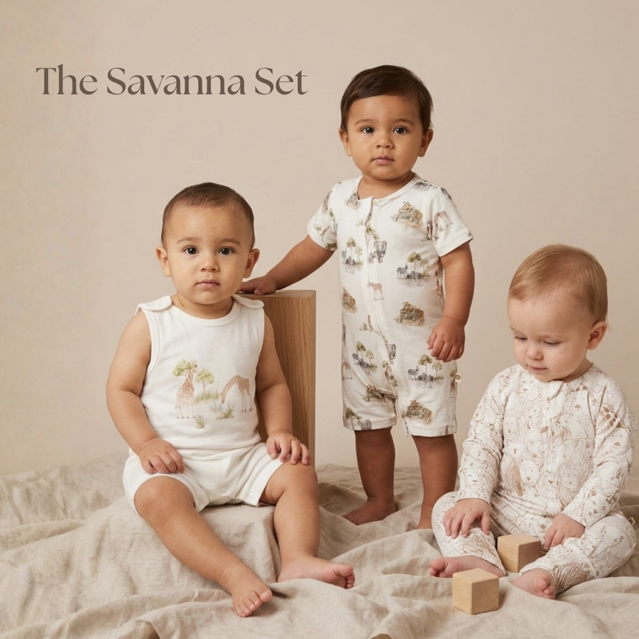 Joey&Mom bamboo-cotton 3-in-1 clothing set, Savanna Set