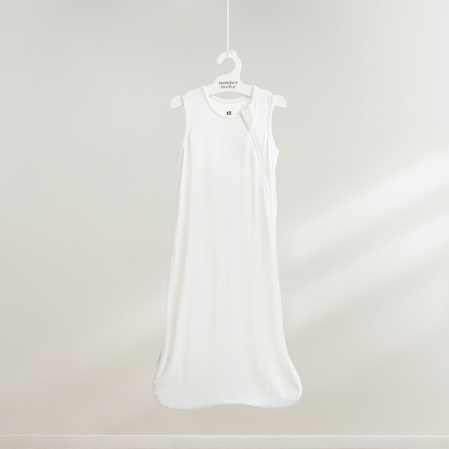 Number Twelve Bamboo Sleep Bag 0.5 TOG in Snow, flat lay
