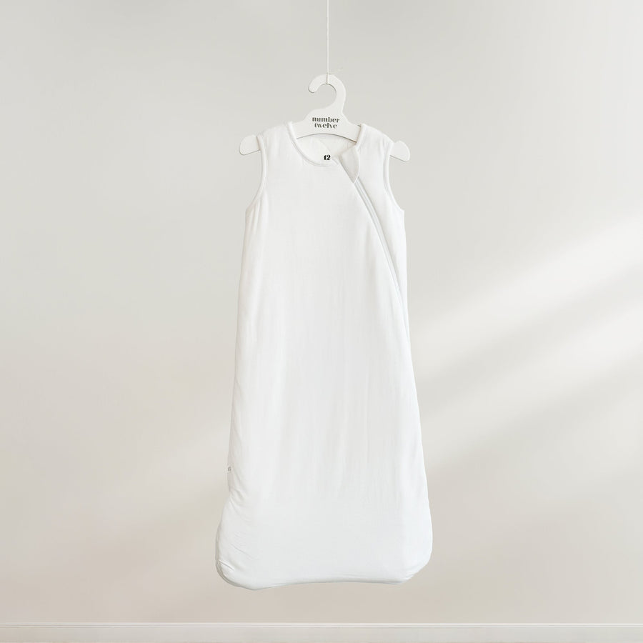 Number Twelve Bamboo Sleep Bag 1.0 TOG in Snow, flat lay
