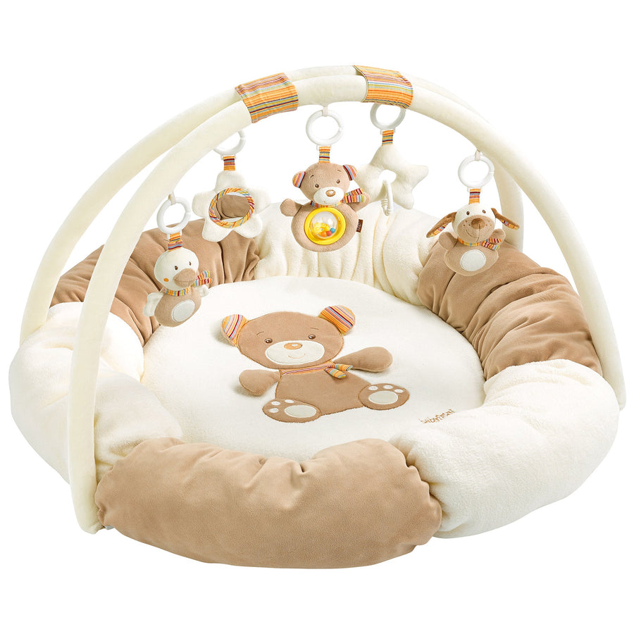 Fehn 3-D Activity Nest Rainbow play nest with two arches and five hanging toys
