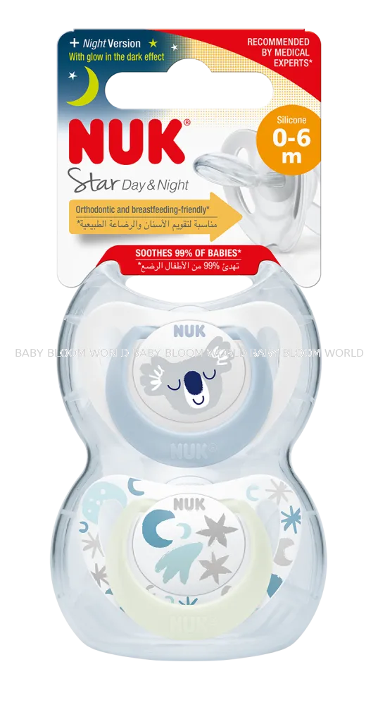 NUK Star Day & Night Silicone Soother Size 2