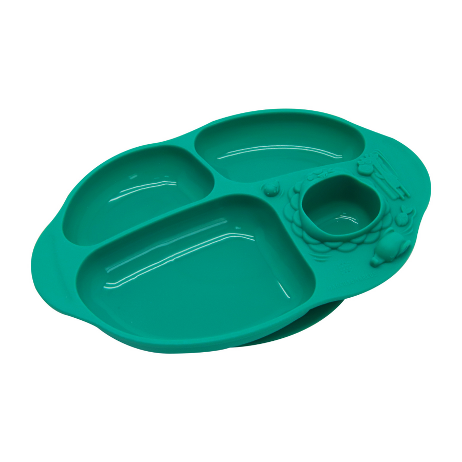 Marcus & Marcus Yummy Dips Suction Divided Plate in green, Ollie the Elephant