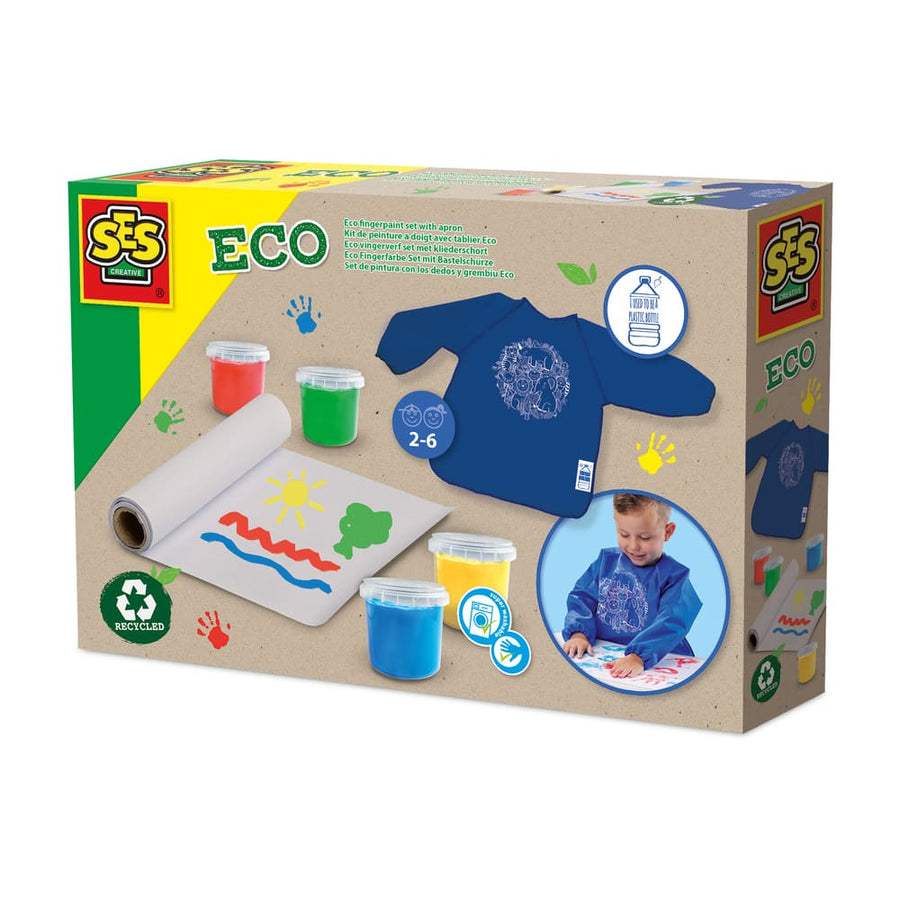 SES Creative Eco Fingerpaint Set with Apron 100% Recycled (art. 24924) packaging