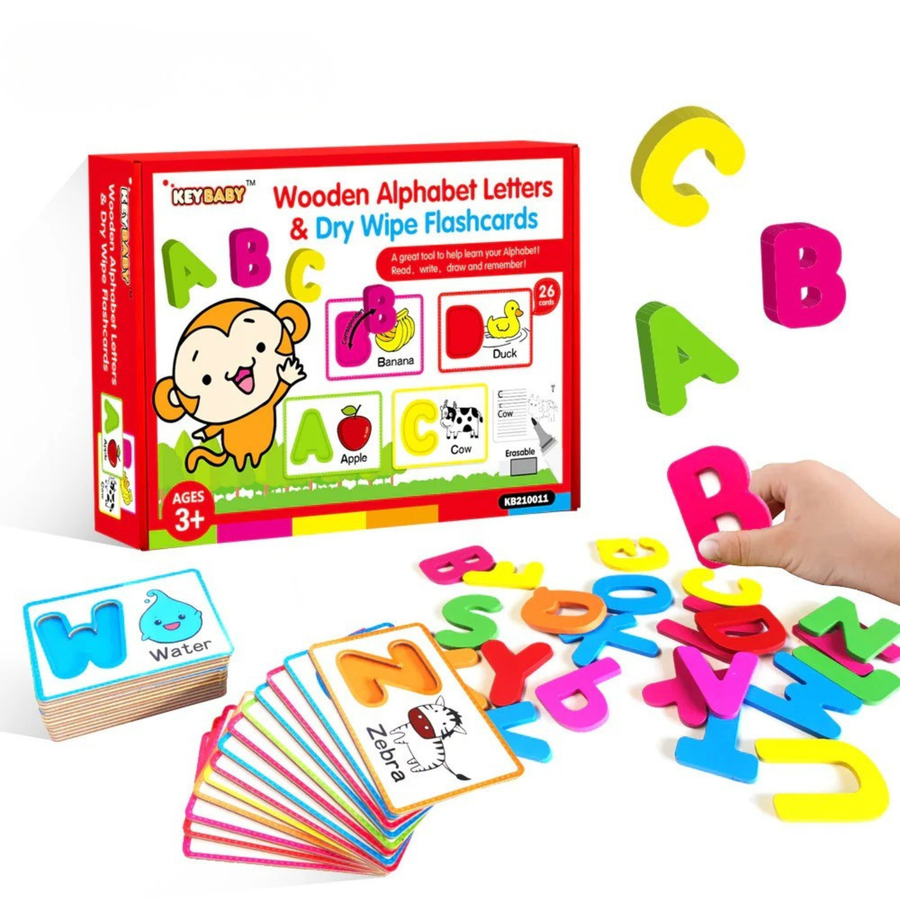 ELM KeyBaby Wooden Alphabet Letters & Dry Wipe Flashcards