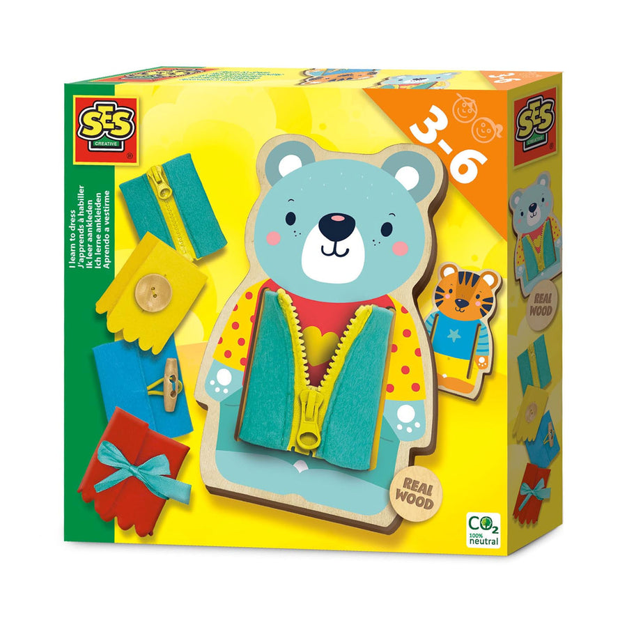 SES Creative I Learn to Dress wooden fastener board (art. 14638) packaging