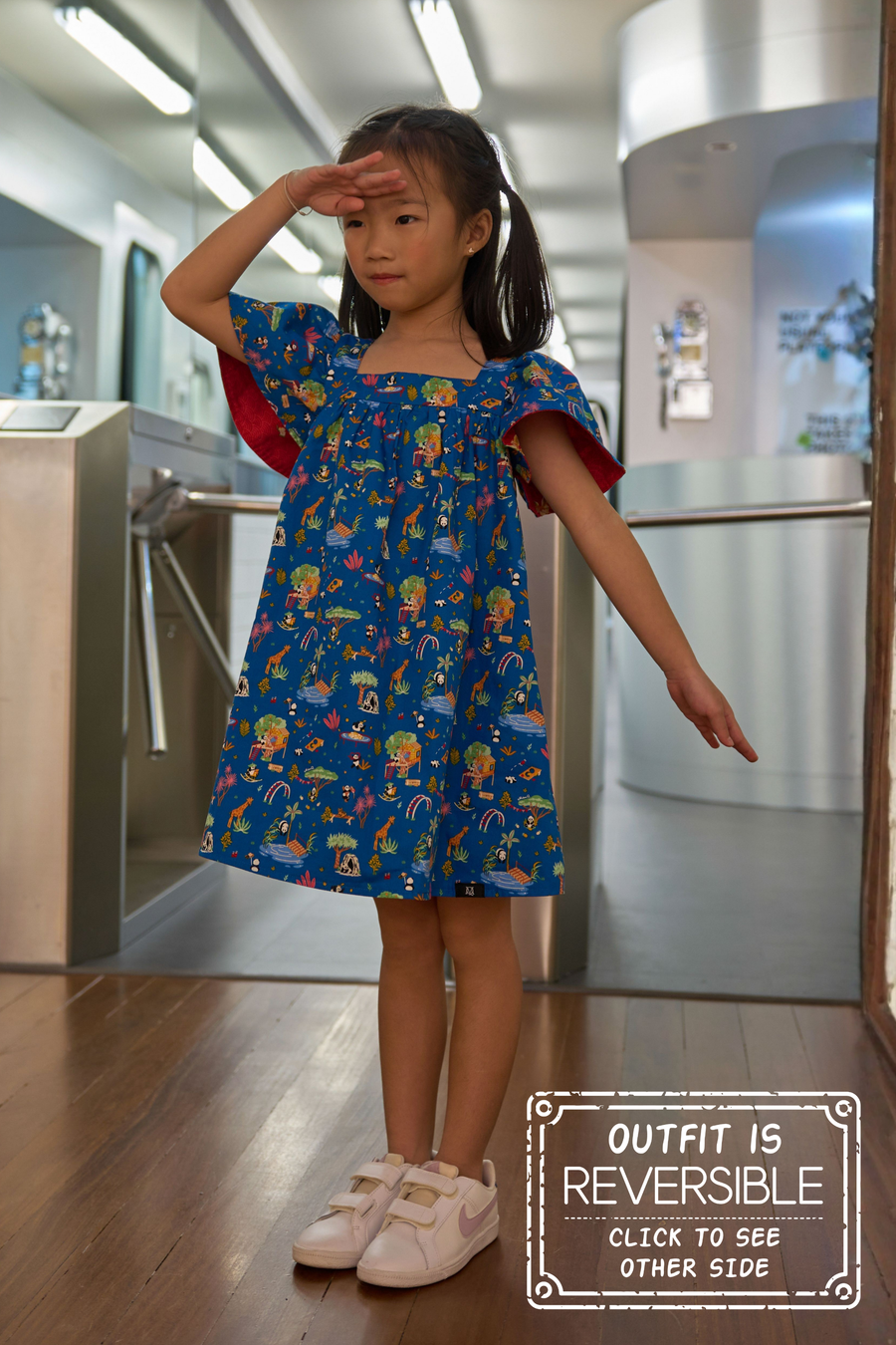 Maison Q Vivacious Miss Pony Reversible Square Neck Dress
