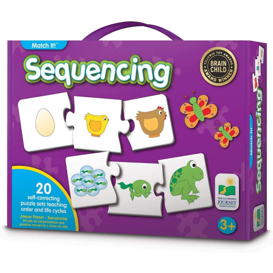 The Learning Journey Match It! Sequencing box, 20 self-correcting puzzle sets teaching order and life cycles, ages 3+