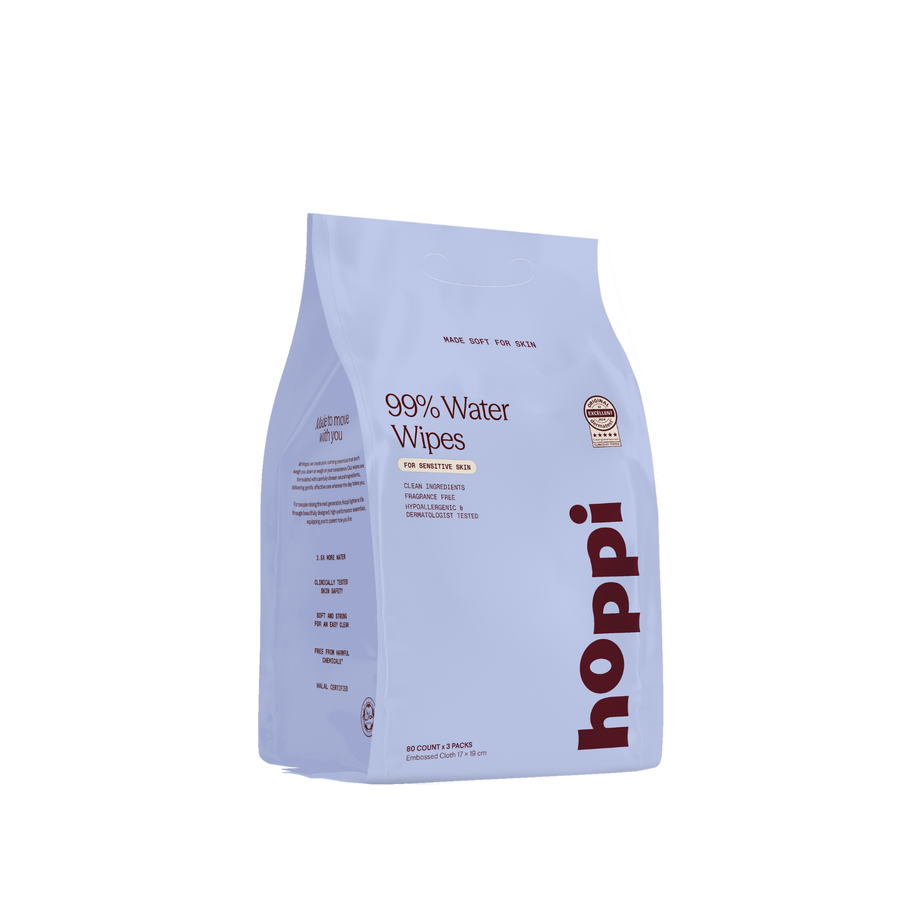 Hoppi 99% Water Wipes (80 Sheets/Pack) Bundle Pack of 3