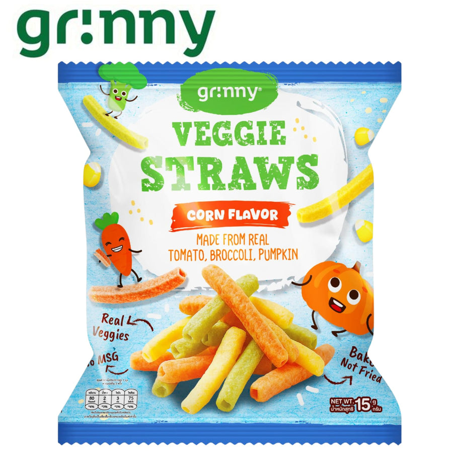 Grinny Veggie Straws Corn flavour 15g pack