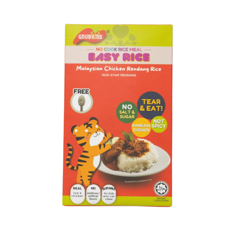 Gnubkins Ready To Eat Malaysian Chicken Rendang Rice 120G
