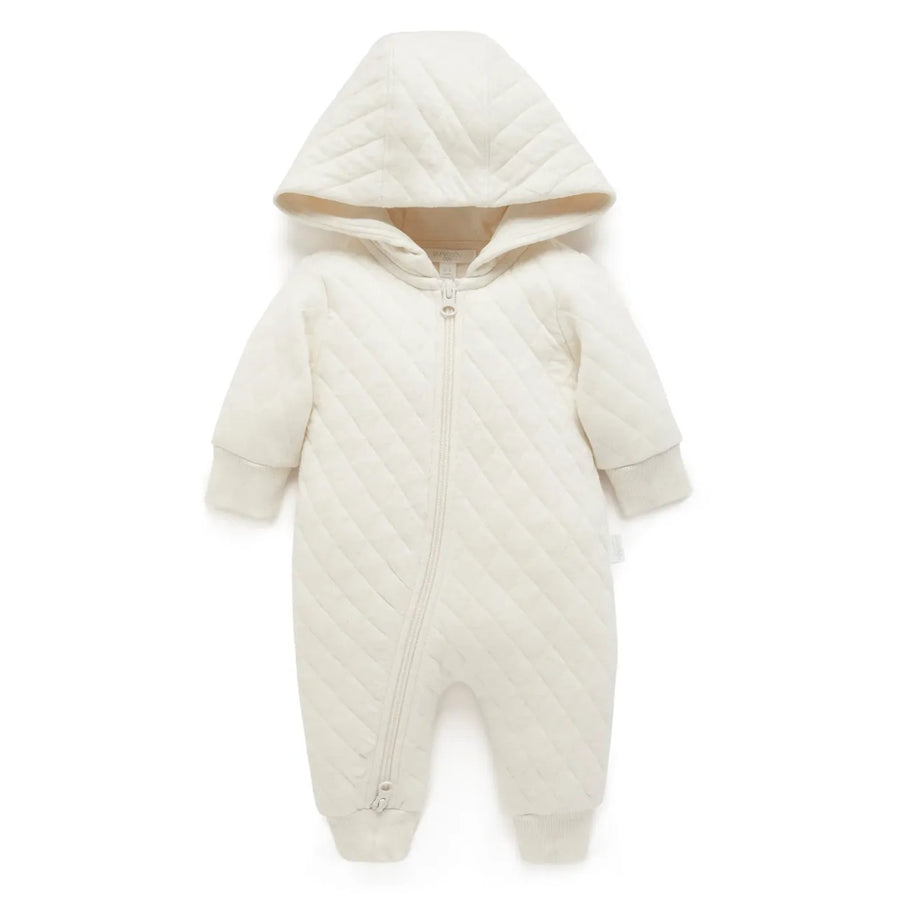 Purebaby Organic Baby Quilted Growsuit - Wheat Melange
