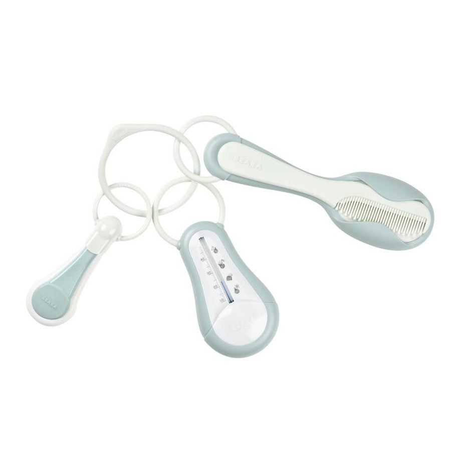 Beaba Personal care set (Thermometer/Baby Nail Clippers/Brush & Comb) - Green Blue