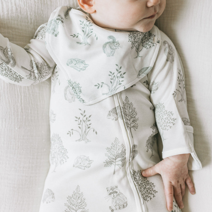 Kays+Kins 2-Pack Reversible Bandana Bib in the Woodland print