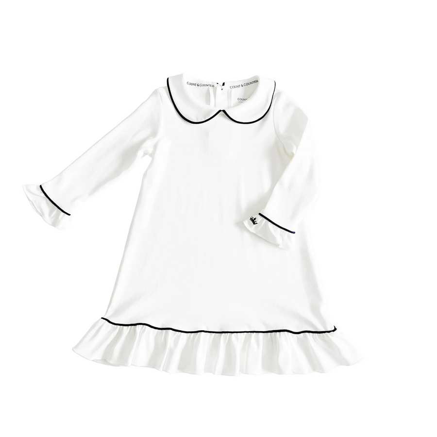 Count & Countess Pima Cotton Girl's Sleep Dress - Classic White