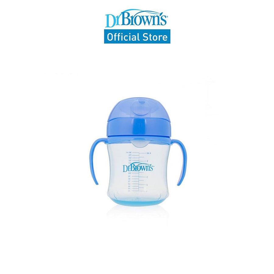 Dr. Brown's Soft-Spout Transition Cup with Handles, 6 oz/180 ml, Blue