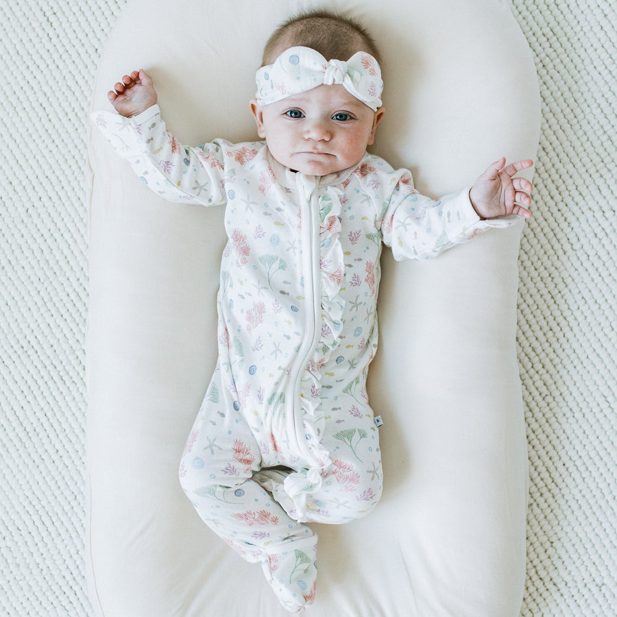 KAYS + KINS Frilled Growsuit - Seabloom - 0-3M