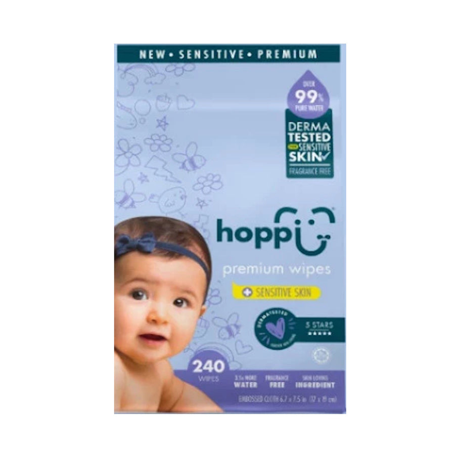 Hoppi 99% Premium Water Baby Wipes 80 wipes x 3 Pack Bundle