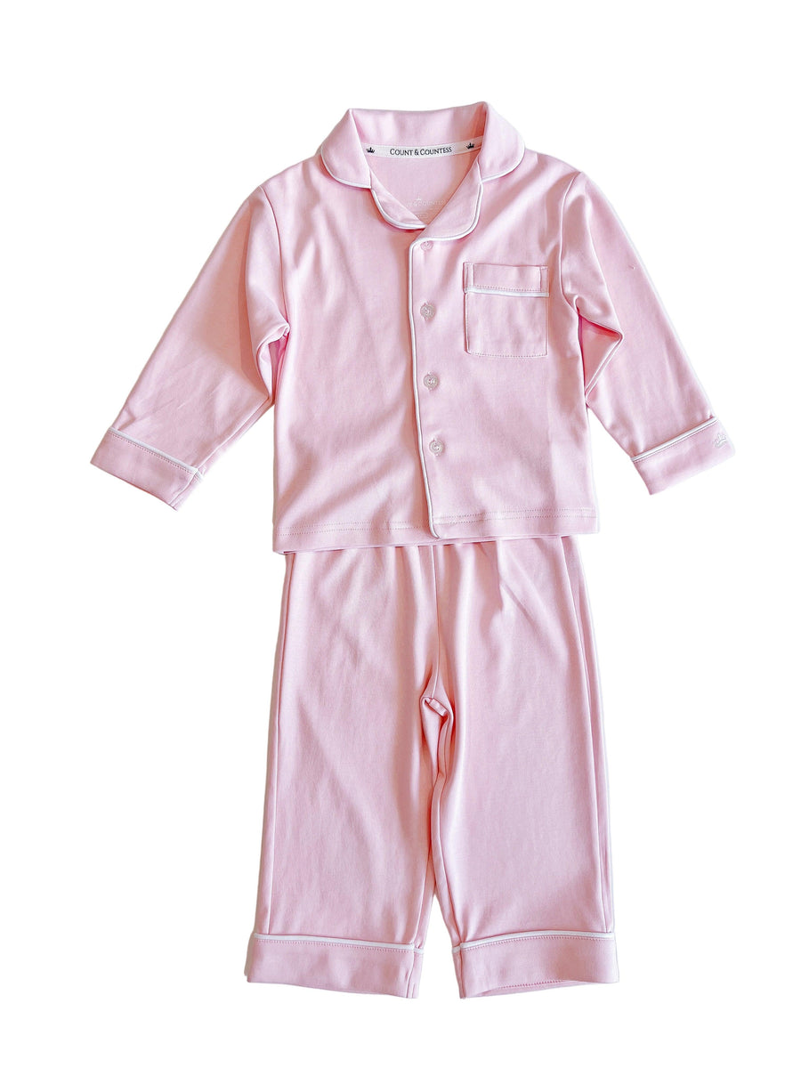 Count & Countess Kids Pima Loungewear Pyjamas in Ballet Pink, two-piece set