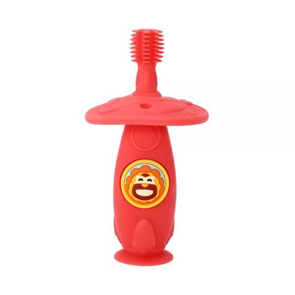 Marcus & Marcus Self Training 360 Silicone Toothbrush in red, Marcus the Lion Cub