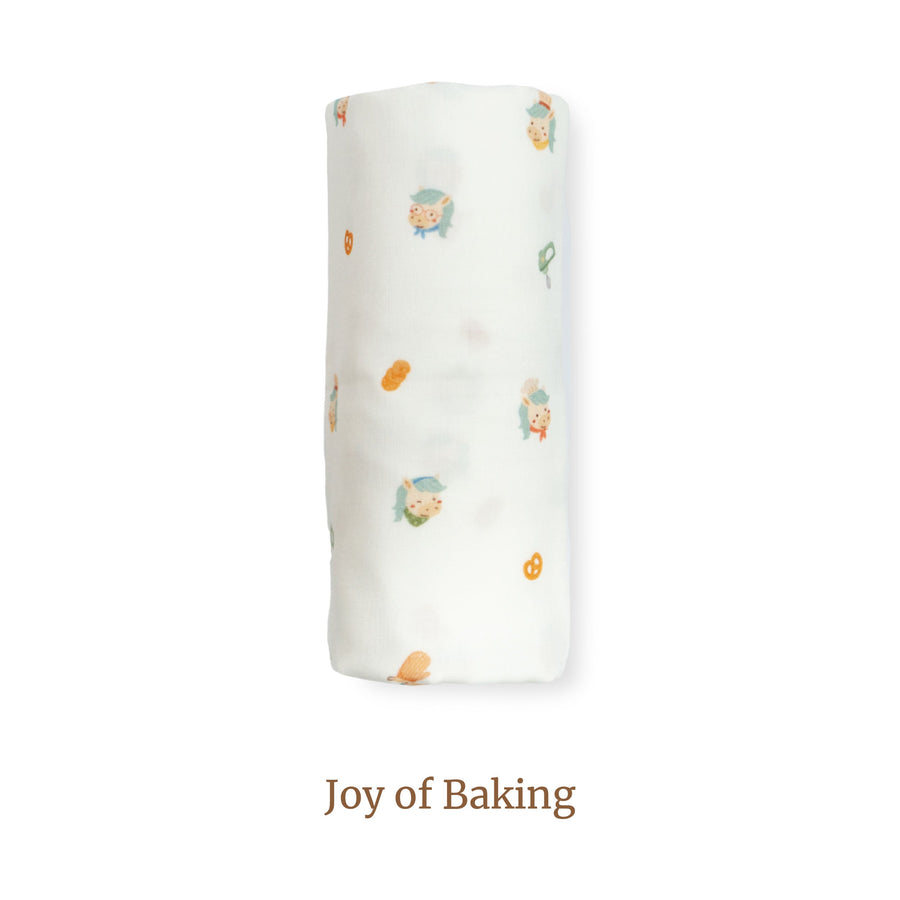 Granny Ben Chuchu's Little Oven TENCEL muslin swaddle cloth in the Joy of Baking print