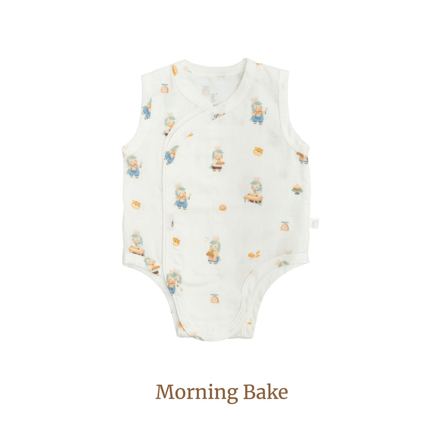 Granny Ben Chuchu's Little Oven snap and sleep bodysuit in the Morning Bake print