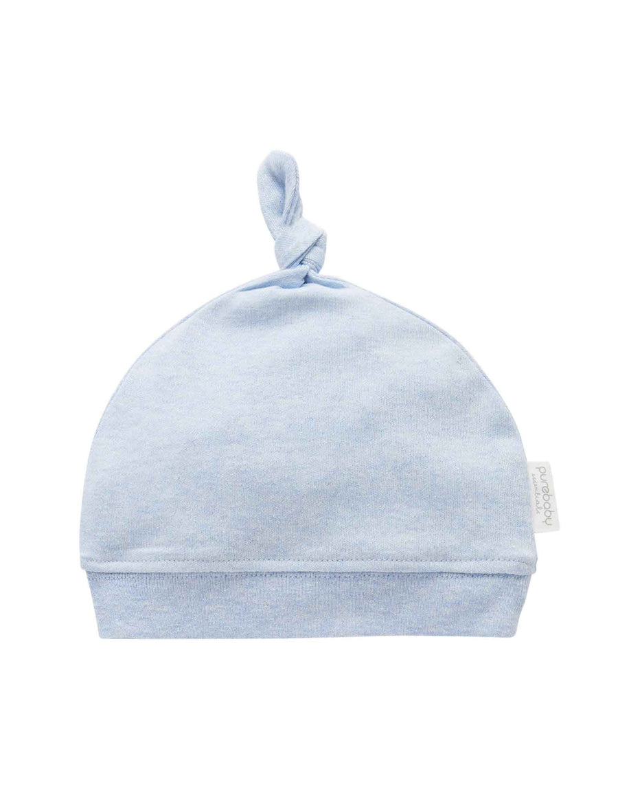 Purebaby Essentials Knot Hat in Pale Blue Melange