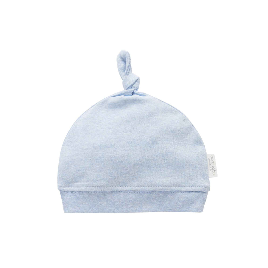 Purebaby Essentials Knot Hat in Pale Blue Melange
