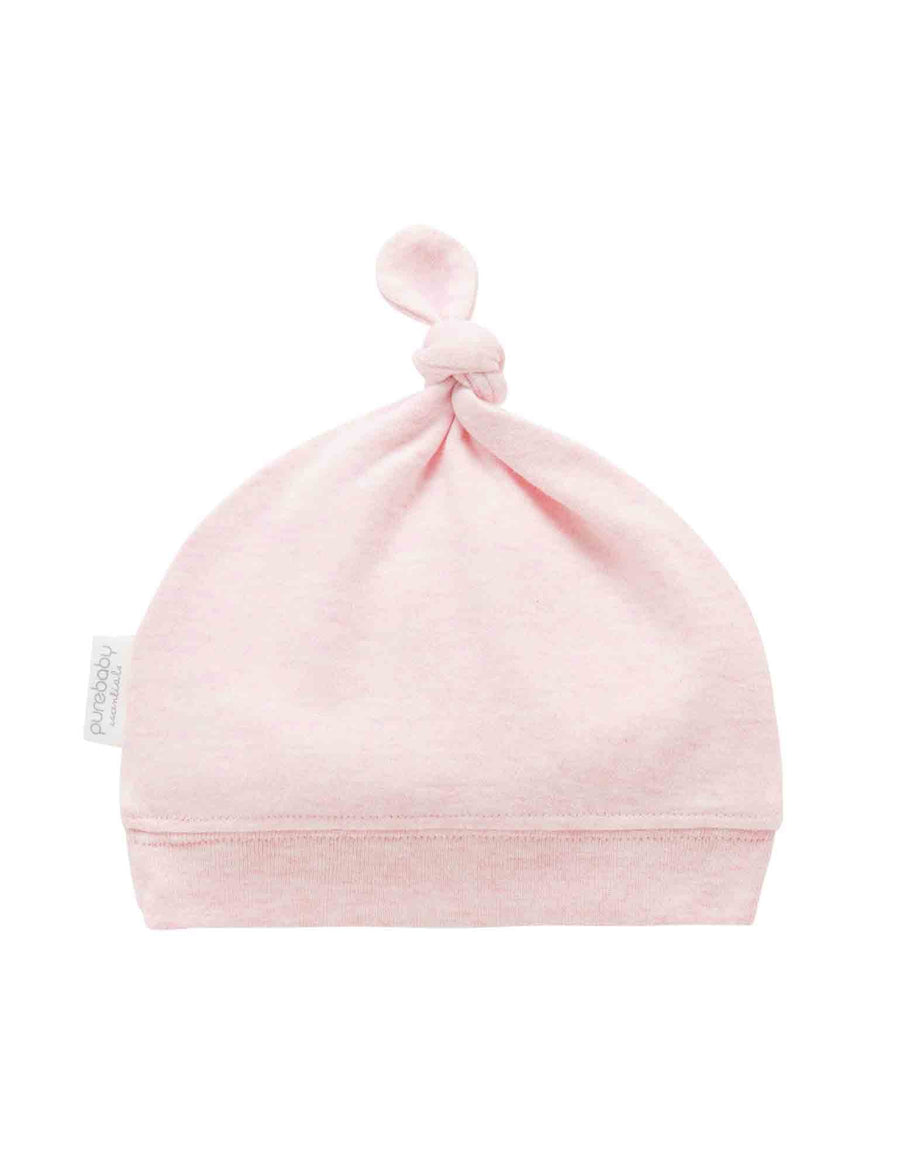 Purebaby Essentials Knot Hat in Pale Pink Melange