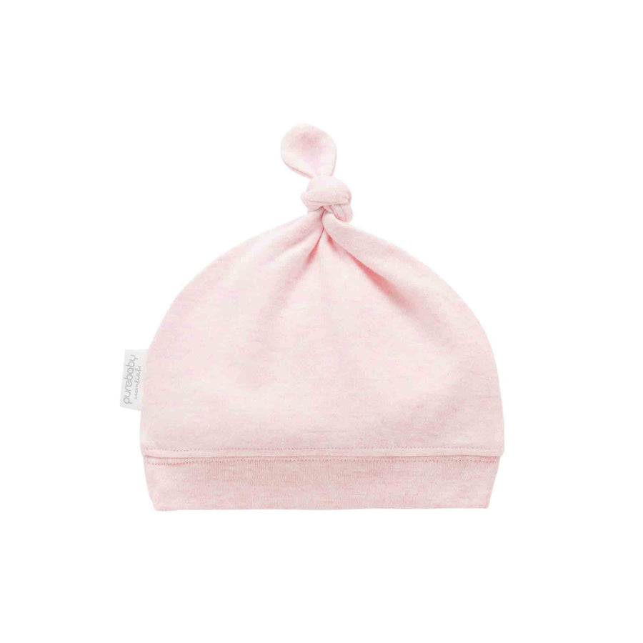 Purebaby Essentials Knot Hat in Pale Pink Melange