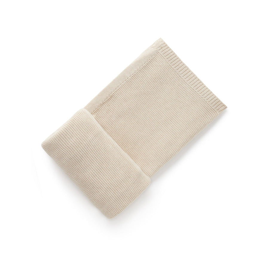 Purebaby Essentials Textured Blanket in Wheat Melange, organic cotton knitted baby blanket