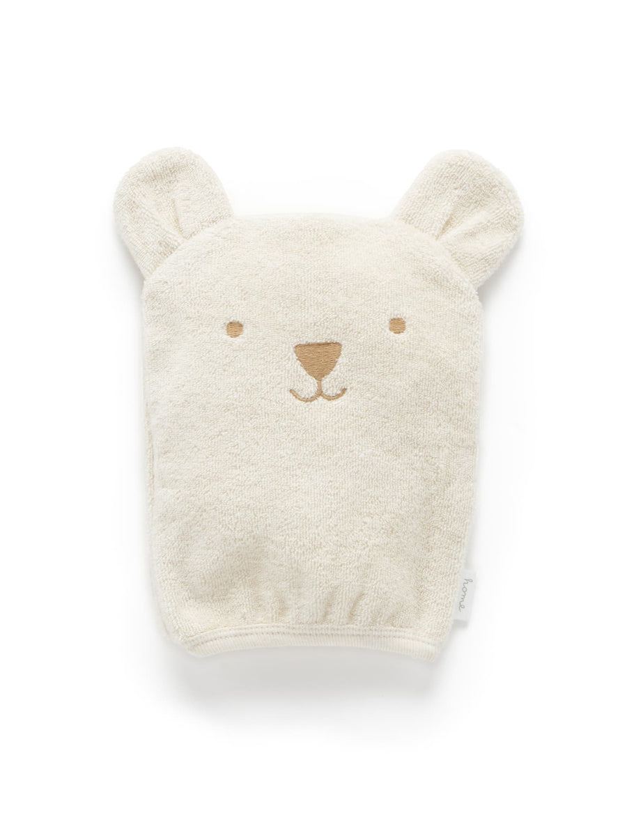 Purebaby Bath Mitt - Wheat Melange Bear