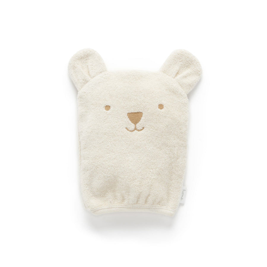 Purebaby Bath Mitt - Wheat Melange Bear