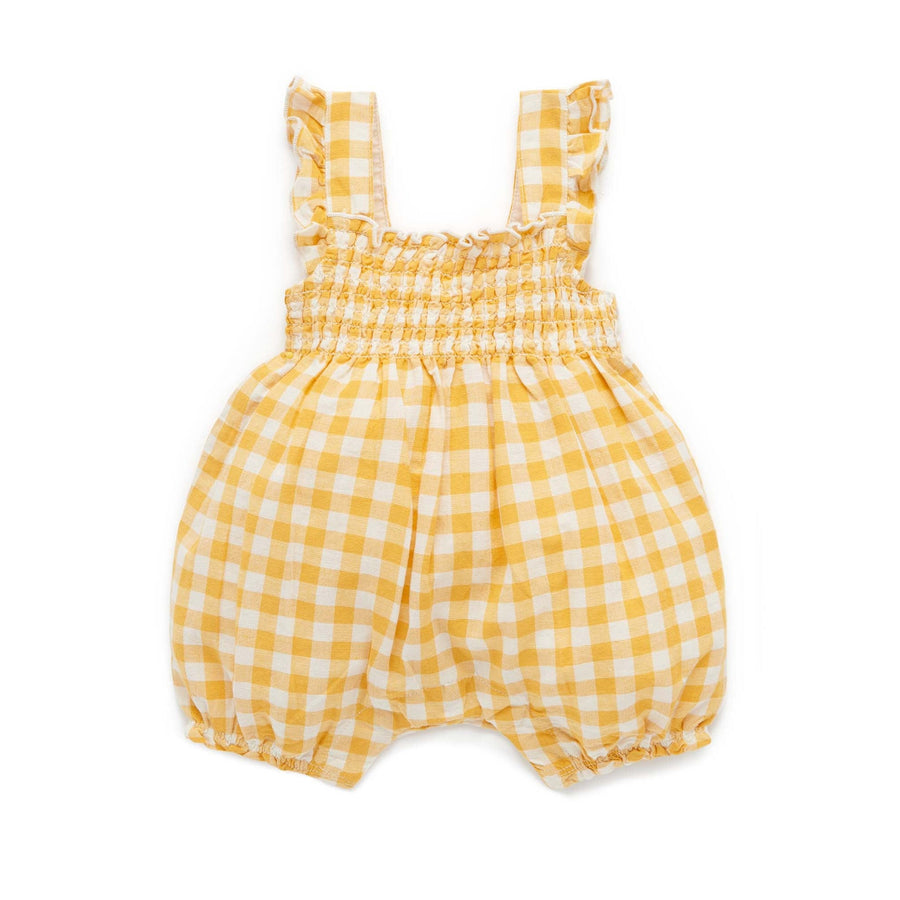 Purebaby Shirred Romper - Pineapple Gingham