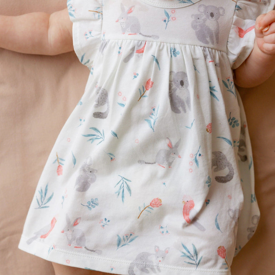 Purebaby Ruffle Dress Bodysuit - Blossom Friends worn