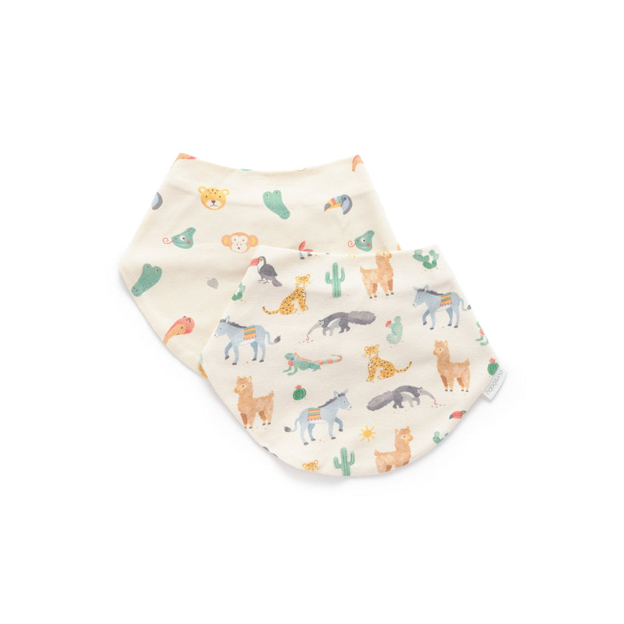 Purebaby 2 Pack Dribble Bib - Fiesta Heads Print