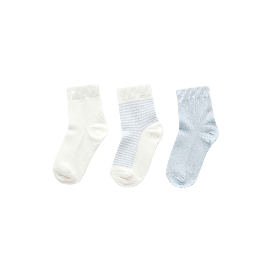 Purebaby Essentials 3 Pack Socks in Pale Blue