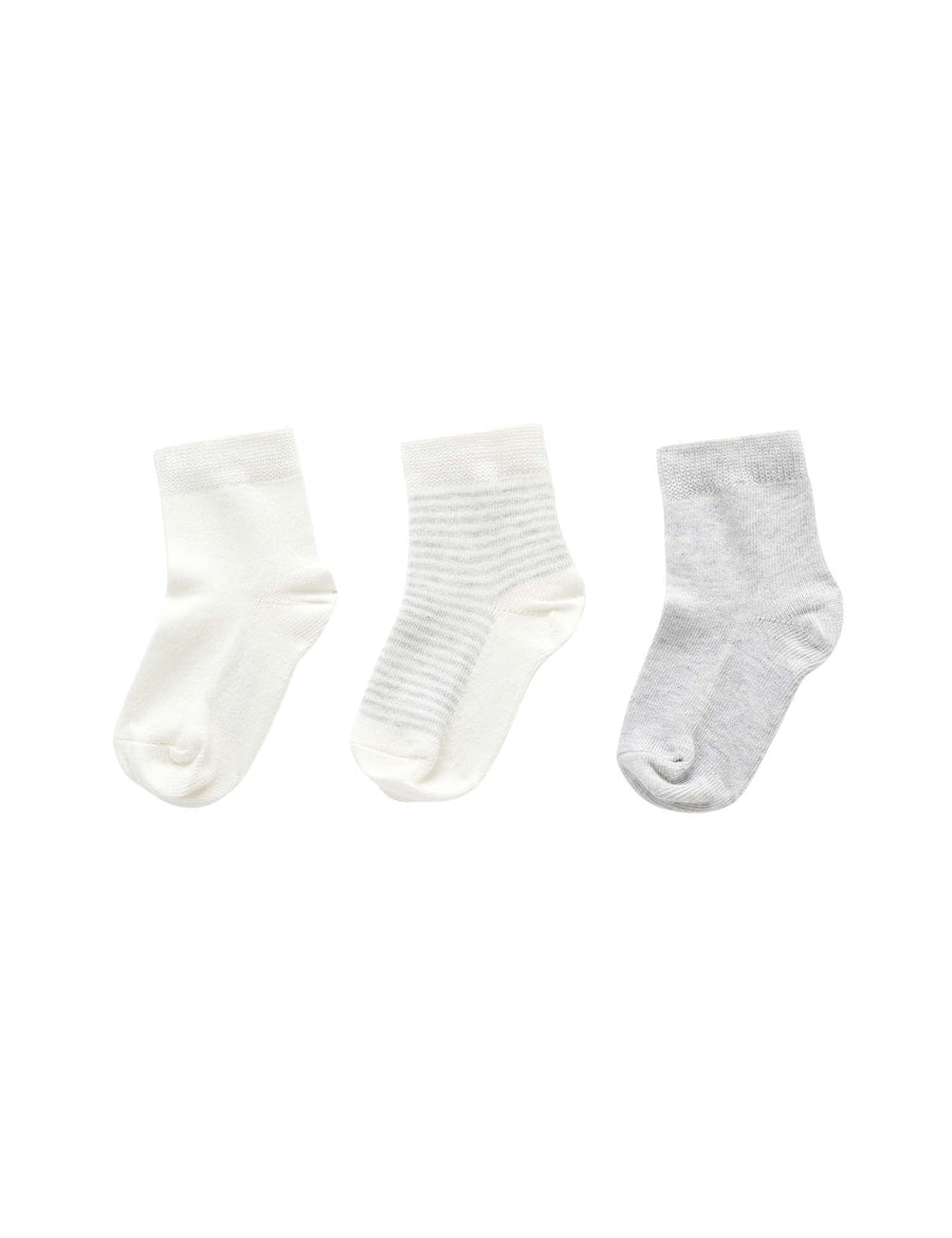 Purebaby 3 Pack Socks - Pale Grey Melange Pack