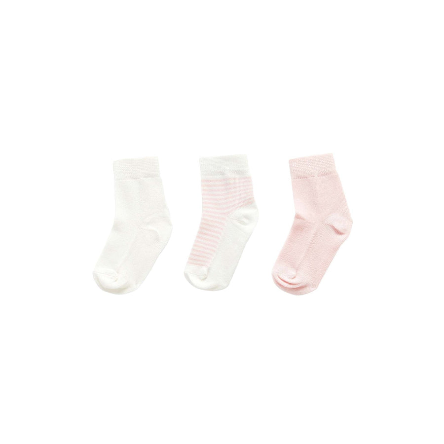 Purebaby Essentials 3 Pack Socks in Pale Pink