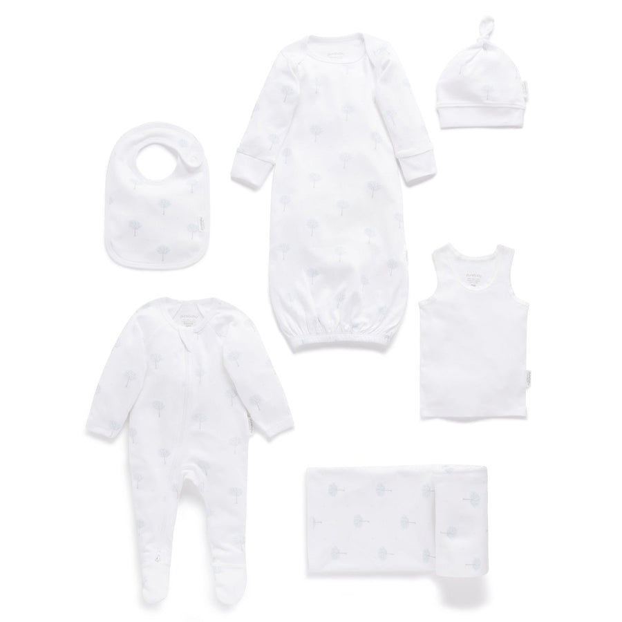 Purebaby Newborn Hospital Pack - Pale Blue Tree