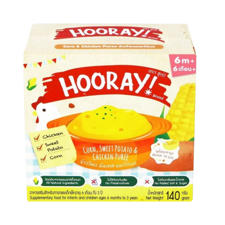 HOORAY! Corn, Sweet Potato & Chicken Puree 140g