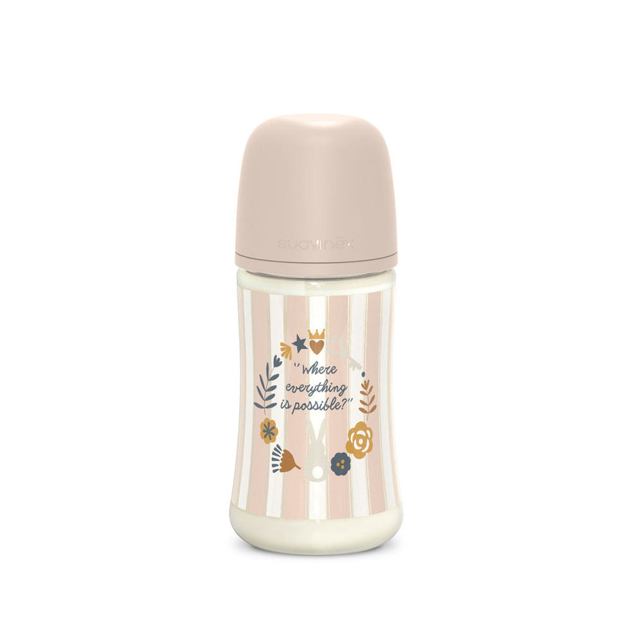 Suavinex Wonderland 270 ml bottle, SX Pro M medium flow, Strips Pink
