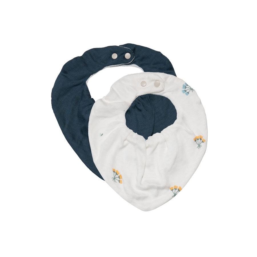 Saeson Tencel Bandana Bib two-pack in Tulip / Spring Green - baby kerchief bibs, flat lay