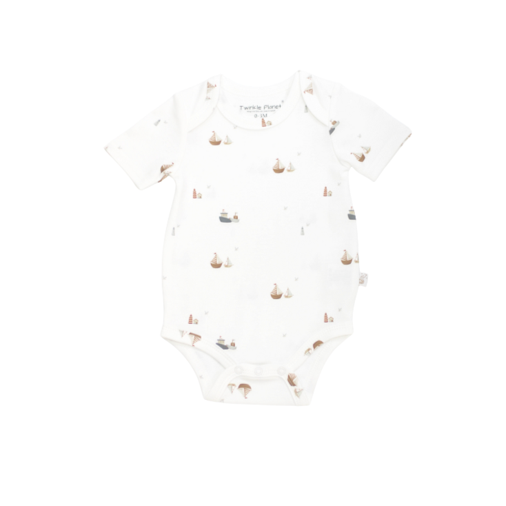 Twinkle Planet Organic Short Sleeve Bodysuit - Sailor Blue