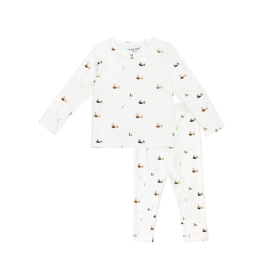 Twinkle Planet Two piece Long Sleeve Pyjamas - Sailor Blue